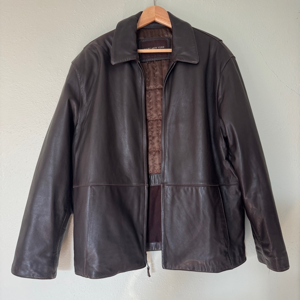 Andrew Marc Dark Brown Leather Jacket